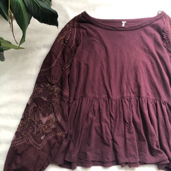 Free People Penny Embroidered Balloon Sleeve Top - Picture 5 of 7